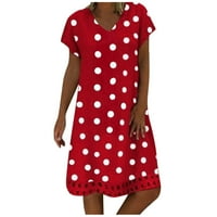 Bazyrey Women V-izrez kratki rukav Polka Dot Mini haljina ženska modna labava boja blok s haljinama