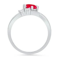 0,96ct okrugli rez crveni simulirani ruby ​​14k bijelo zlato graviranje izjava bridalna godišnjica angažmana