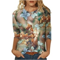 Aloohaidyvio Terra i Sky dukseri, ženska modna tiskana labava majica rukava s bluzama okrugli vrat casual