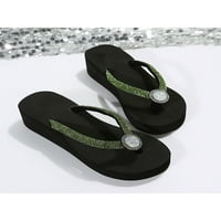 Gomelly Womens Thong sandale Ljetni klin Sandal Rhinestone Flip Flops Modna cipela za plažu Zatvoreni