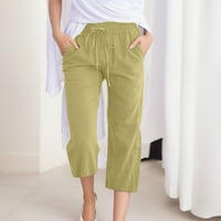 Simu ženske casual dugačke hlače Žene Udobne visoke struk široke nogalne hlače nacrtavaju elastične pantalone udobne ravnotežne pantalone s džepovima Stretch Comfy džepovi opušteni fit