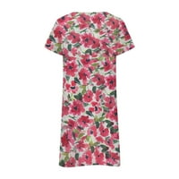 Ženski standardni kratki rukav V-izrez V-izrez HARD Dress za žene A linijska labava plaža cvjetna majica