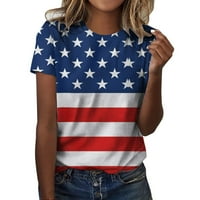 Dan nezavisnosti za žene ispisuju dnevne ljetne košulje za ženske rezervoar za izrez Amerikanka 4. jula