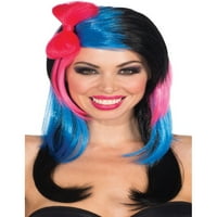 Rubies Costim Co Women Vivid Striped Crna ružičasta Blue Baby Girl Bow Costim Punk Wig