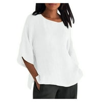 Ženske ljetne vrhove obrezane rukave s okruglim vratom pamuk labava bluza s majicom bijela 4xl