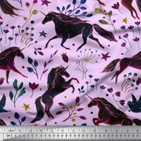 Limoi Rayon Crepe listovi tkanine, cvjetni i jednorog životinjski ispis tkanina od dvorišta široko