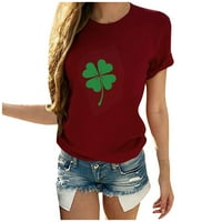 Prodaja Ženska dnevna majica St.Patrick Clover Graphic Print Pulover Majice kratkih rukava za žene Okrugli vrat TEE majica Lucky Green Day Days Cosy Casual Tops Red l