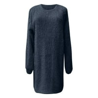 Trendy Womens džemper haljina o vratnim rukavima od punog pletenica