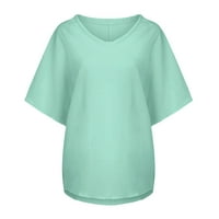 Žene Ležerne prilike sa letnjim čvrstim kratkim rukavima plus veličina Top majica Bluza Žene ZELENE