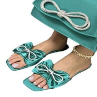 Ymiytan ženske sandale s sandalom ravne sandale klizne na slajdovima unutarnji i vanjski elegantni klizački papuči na plaži zeleni 8.5
