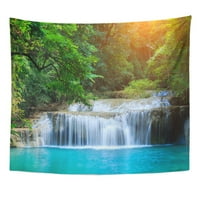 Pejzaž prekrasan vodopad u prašumu Erawan Nacionalni park Zidna umjetnost Viseća tapiserija Domaći dekor