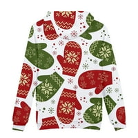 Dukseri za muškarce Muški modni povremeni božićni džemper Fleece digitalni ispis s kapuljačom dukserice, crne l