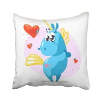 Portret ravnog smiješnog jednorog znakova bijelog crtanog slatkog plavog konja bajke jastučni jastuk