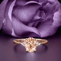 Zaslepljujući minimalistički 1. karat ovalni morgatit i dijamantski movali zaručni prsten, vjenčani prsten u srebru u sterlingu sa poklonom ružičastog zlata za Loveria, Obećaj prsten