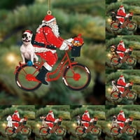 Božićno drvca za ornament crtani film Santa Claus vožnja na biciklima sa štenadskom spisue spiskuine