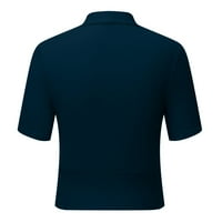 Košulje za žene Casual okrugli vrat kratkih rukava Thirts Solid labava bluza, mornarice, s