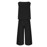 Dyegold ženske ljetne odjeće V izrez Basic Carp Rezervoar gornje labave fit široke pantalone za noge