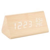 Drveni budilnik, pametni LED digitalni sat za stolove za spavaće sobe, nadograđeni vremenskom temperaturom,