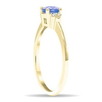 Ženski okrugli oblikovani tanzanite i dijamantni polumjesečni prsten u 10k žutom zlatu