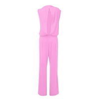 Jumpsuits za ženske bankete haljine seksi viseći vrat pantalone Žene Ljetni vrhovi ružičasti m
