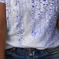 Ženska majica V izrez čipka Cvjetni print TOP FORTS Bluza tunika kratkih rukava