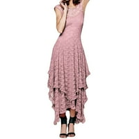 Haljina za žene, ženska modna banketa srednje rukave sredina suknja seksi v-izrez haljina ružičasta