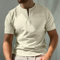 Puawkoer patentni patentni majica casual-polos solidna bluza ovratnik muške bluze muške modne XL bež