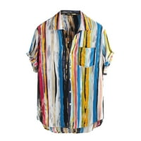 Ernkv muške pamučne košulje sa džepom odjeće za klirens rever pulover Rainbow pruge tinejdžeri za praznične