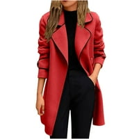 Scyoekwg plus veličina Žene zimski kaputi Čvrsto boje topli dugi vjetar derežniji casual labav udobni kaput modne jakne crvene l