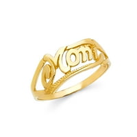 Mama prstena Čvrsta 14K žuta zlatna majčina dan poklon pojas polirani finišni finišni veličina 5.5