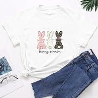 Fragarn Uskršnji kratki rukav majica Žene Sweet Rabbit Ispiši majicu O-izrez Loot Fit Plus Veličina
