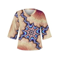 Strungten ženska majica bluza casual labave majice rukav print v vrhovi izreza tiskane vrhove majice Tee Womens Ljetni vrhovi