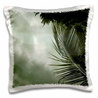 3drose zelena palma i sivo oblačno nebo - jastuk, by