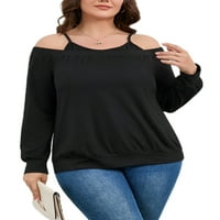 Capreze Women majica dugih rukava Plus veličina majica Baggy Tee Crew Bluza Black L
