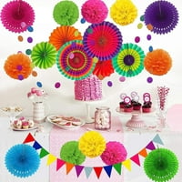 Fiesta Papir Fan Party Decoortions, Meksički ukrasi za zabavu, Polka Dot i Trokutske zastava za rođendanske
