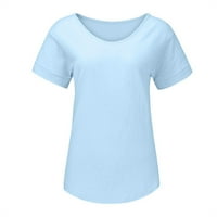 Majice za žene Grafički trendy Ležerne pamučne i posteljine o vratu Čvrsti kratkih rukava bluza na vrhu