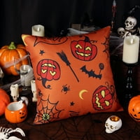 Noć vještica pokriva 18 x18 sretan trik bacanje jastuka za bacanje posteljina bacanje jastuka za kauč i kućni dekor, narandžasti