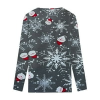 Grafičke težene žene V izrez Božićni V izrez dugih rukava Bluze GNOME čipke TRIM T majice Redovni fit