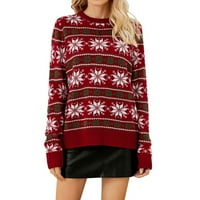 Jesenski zimski okrugli džemper s dugim rukavima s dugim rukavima božićni pahuljica