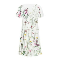 Ljetne haljine za žene kratki rukav cvjetni V izrez Maxi haljina Ležerne modne haljine za plažu
