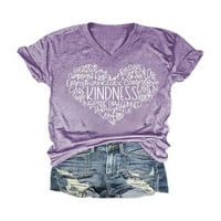 Abtel Ladies majica V izrez Ljetni vrhovi labavi majica Žene Casual Beach Pulover Purple 2xL