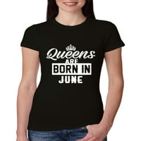 Kraljice su rođeni u junu Humor Women Slim Fit Junior Tee, Royal, mali