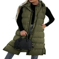 Zimska modna ženska jakna bez rukava ženke topli čvrsti dugi dugi prsluk