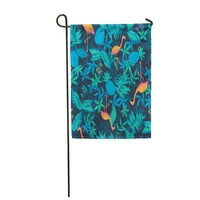 Prekrasan umjetnički grafički tropski uzorak šarene ljetne kišne šumske okućnice Dekorativna zastava