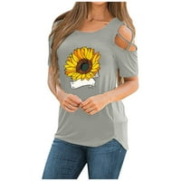 Majice za žene Ležerne prilike cvjetne tiskarske košulje Crew vrat kratkih rukava labava tee vrhova