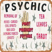 Metalni znak - Psihički uklanjanje Heksela Tea napušta Tarot - Vintage Rusty Look
