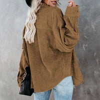 Fall Jackets za žene Trendi kapuljač modni casual čvrsti kardigan džemper sa zatvaračem Khaki M