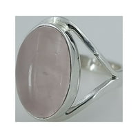Navya craft ruže kvarc ovalnog sterlinga srebrne ručno izrađene žene ružičaste drago kamenozenske nakit veličine 12.5