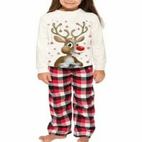Mama tata dječja posada vrata koja odgovara porodičnoj pidžami set meka božićna noćna odjeća Elk print