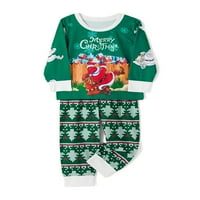 Božićne noćne odjeće za božićne djece, dugih rukava okrugli vrat Santa Snowflake Print Tops pantalone